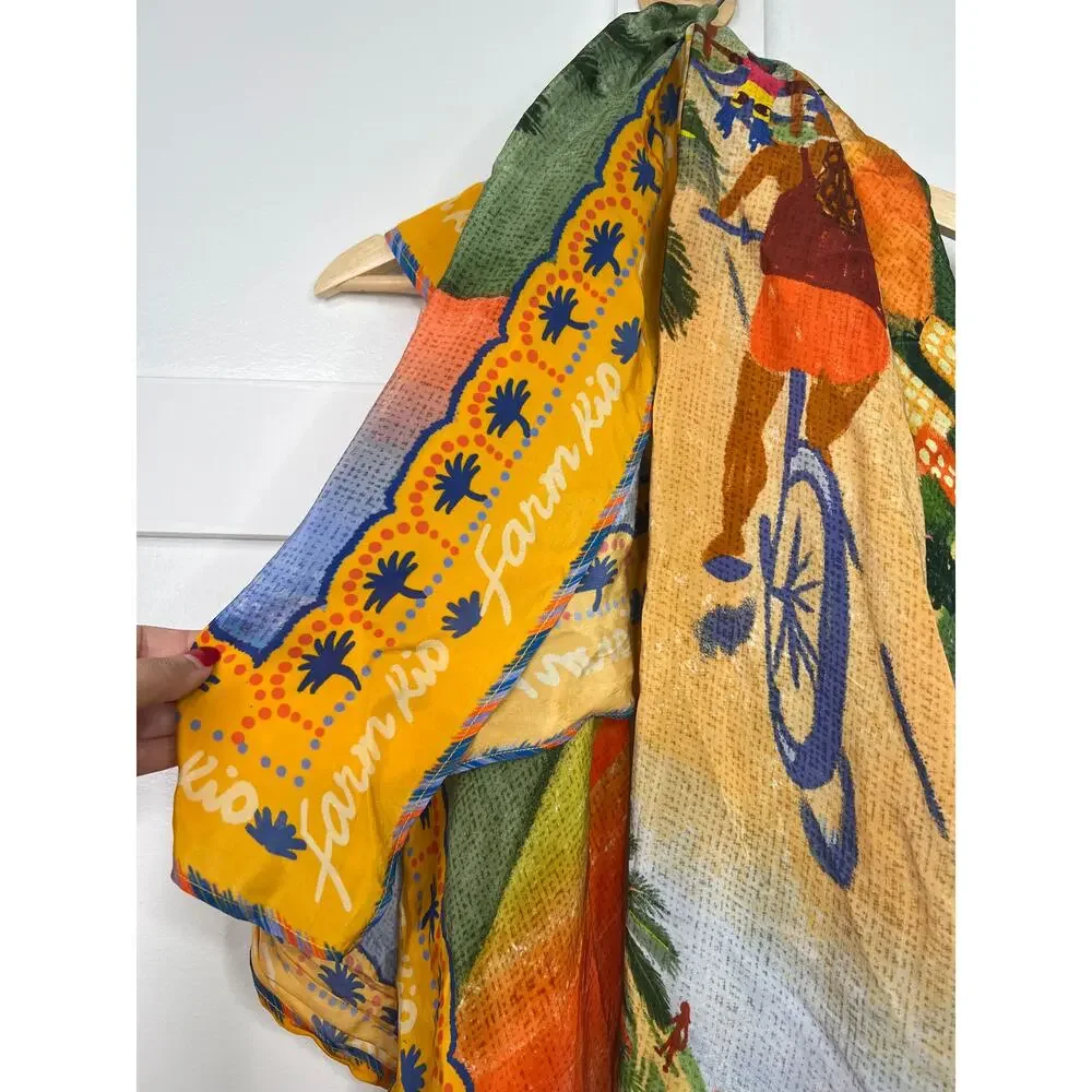 NEW Farm Rio Silk Wrap Printed Women's Long Multi Functional Scarf Yellow